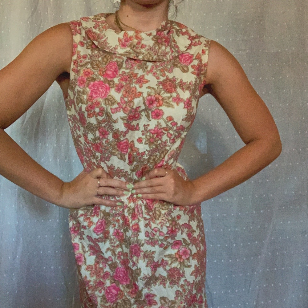 Handmade 60s vintage pink floral dress
